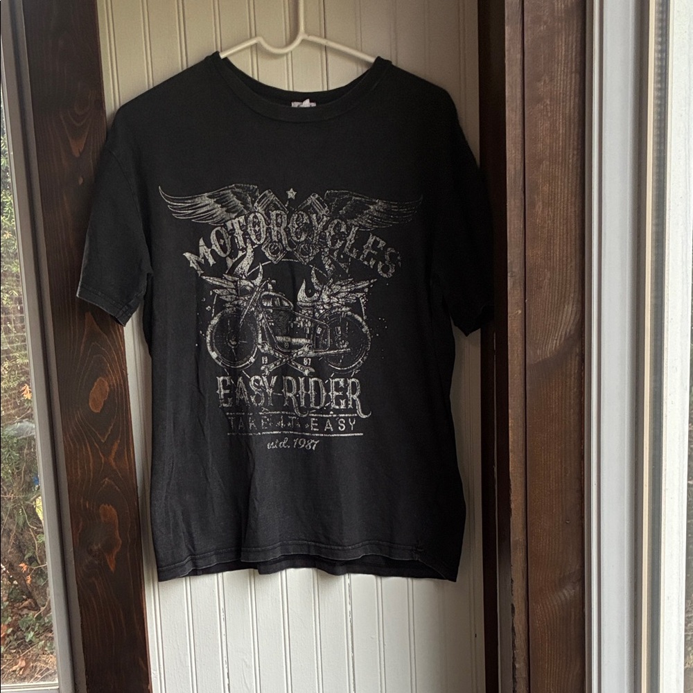 Black and grey oversized  Graphic Motorcycle Tee